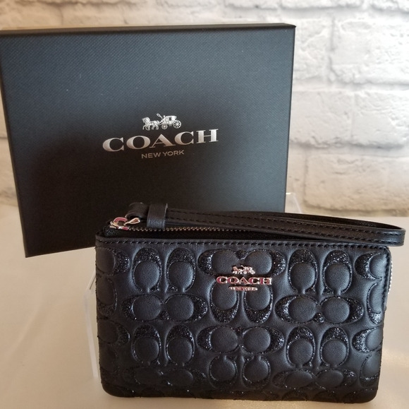 Coach Handbags - Coach Black Embossed Gift Boxed Wristlet Wallet